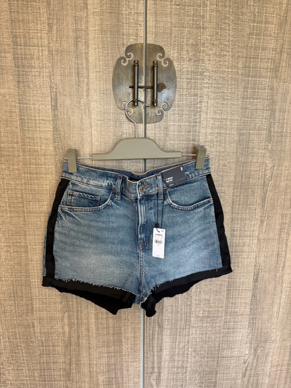 Express Denim Two-Tone High-Rise Women’s‎ Shorts - Blue